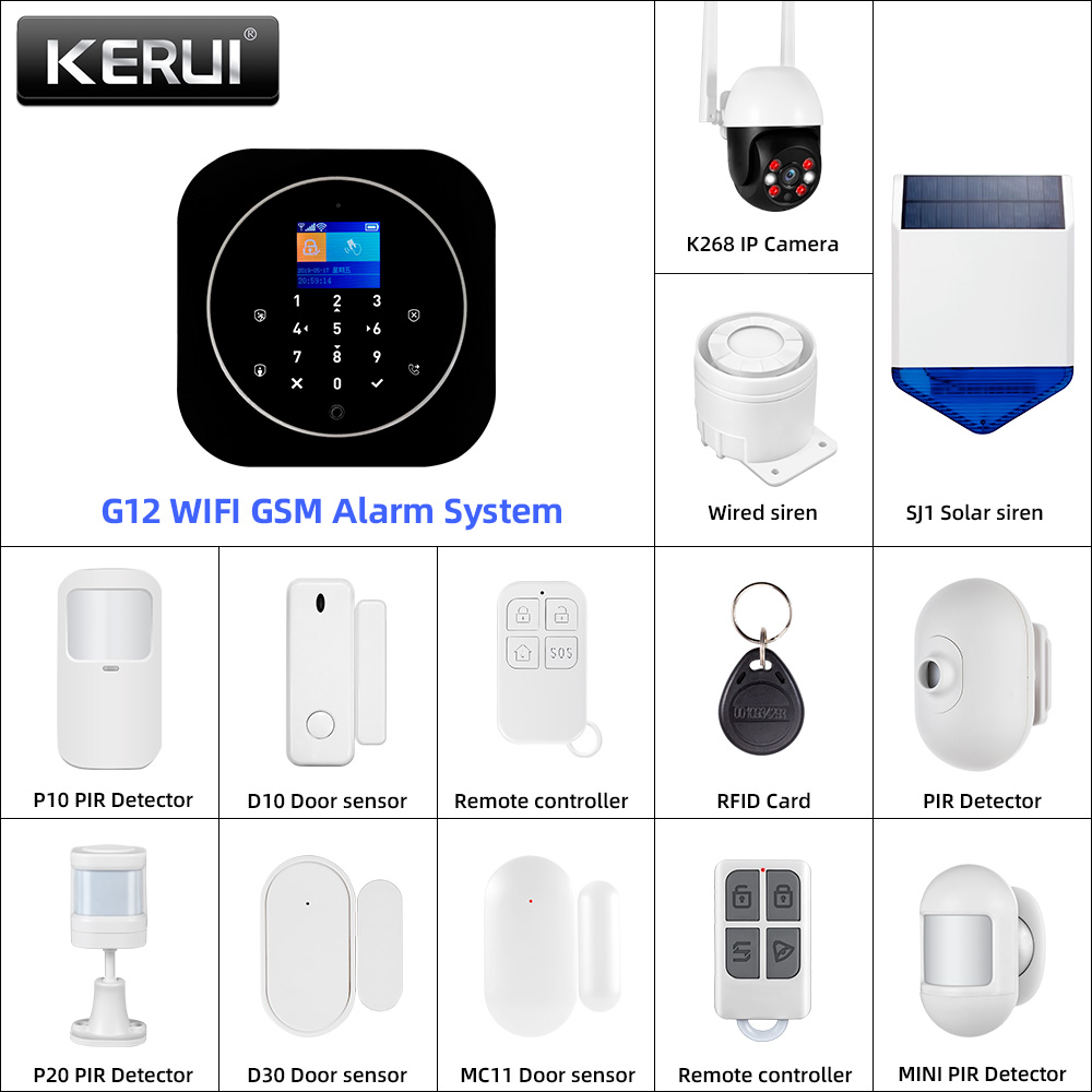 KERUI G12 2G Wifi Wireless Hom - Sim Gsm Alarm 评论和价格