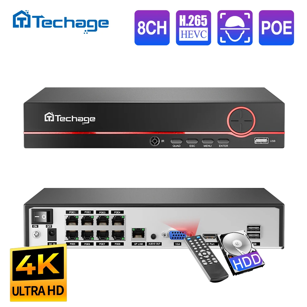 Techage H.265 8CH PoE Network  - Home Security And Cameras 评论和价格