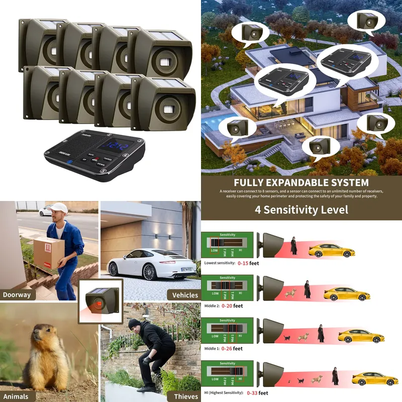 Outdoor Solar - Powered Wirele - Home Security Alarm System 评论和价格