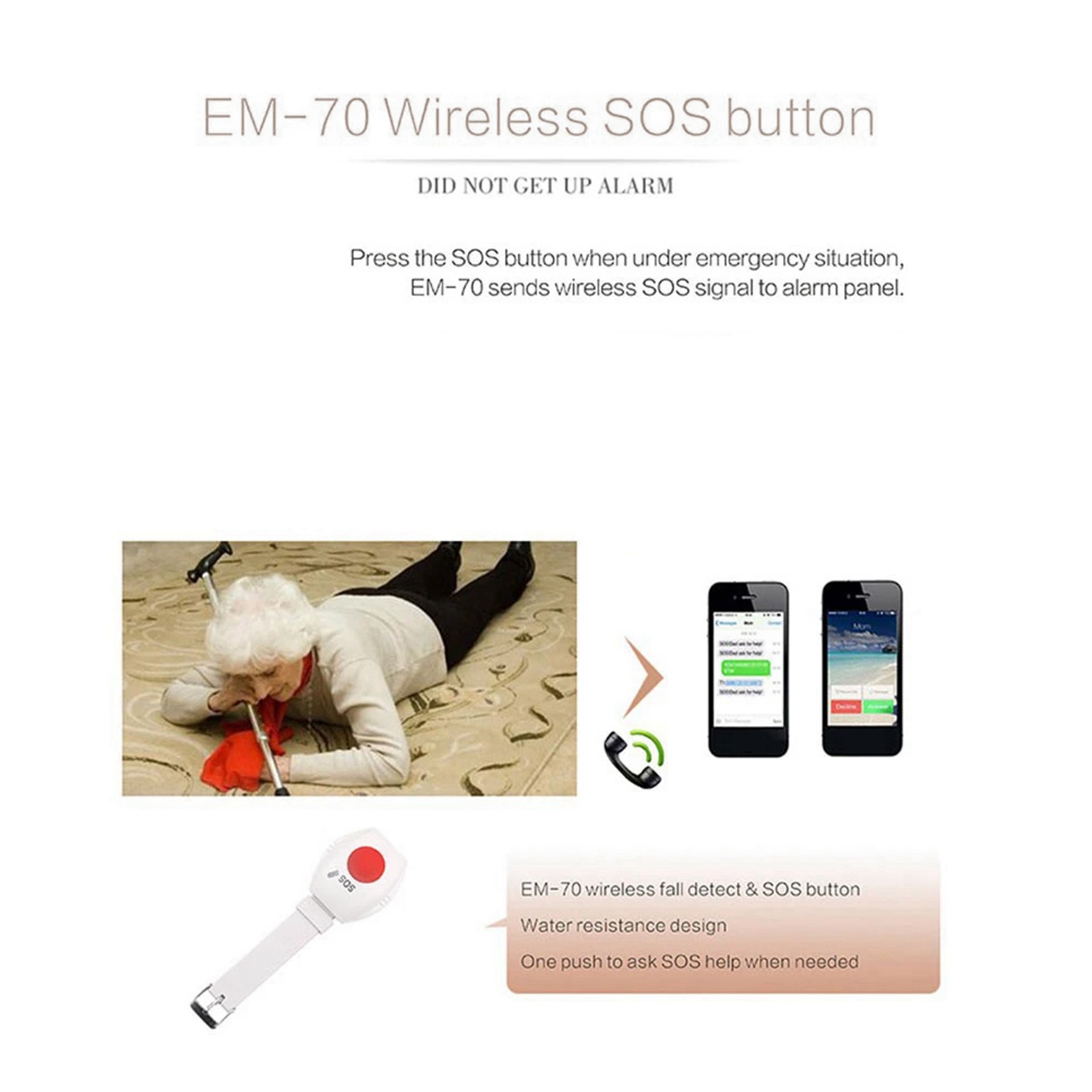 2X Panic Button RF 315Mhz SOS  - Home Security Alarm System 评论和价格